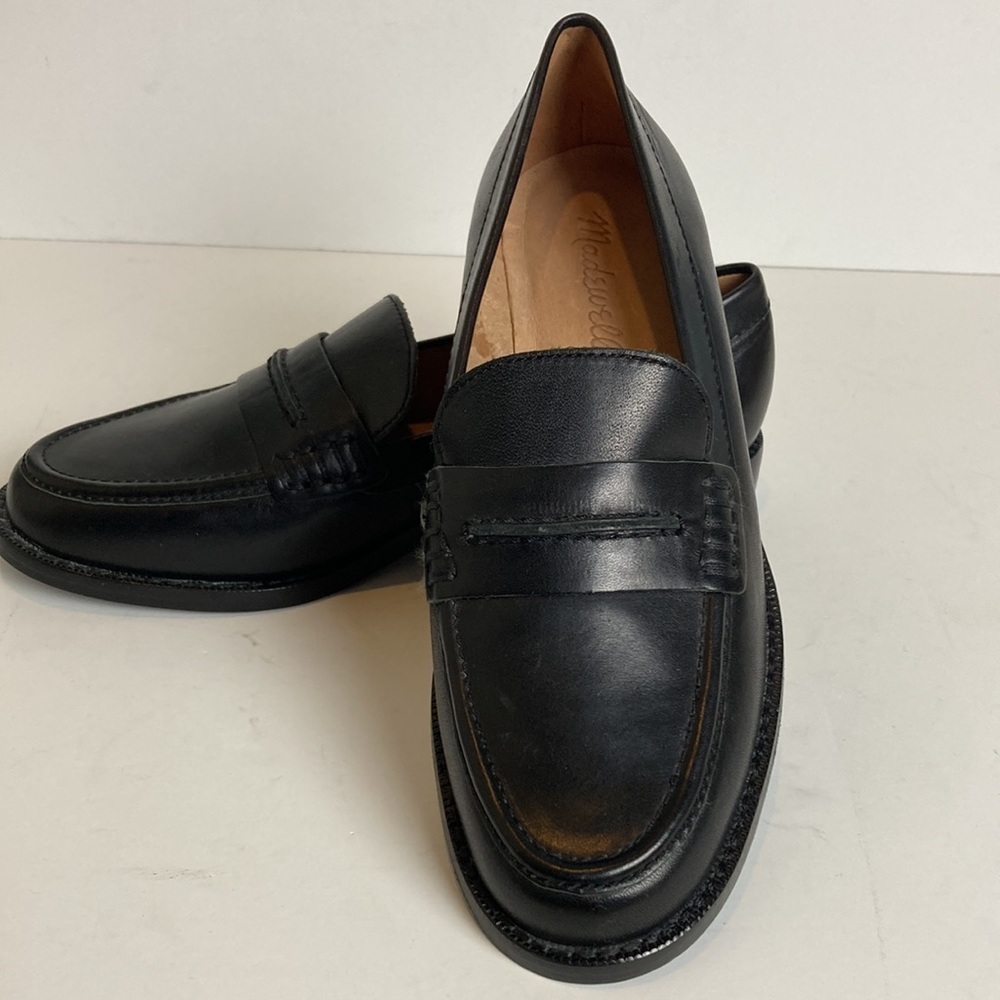 Madewell Elinor Black Leather Loafer Women’s Sz 6 NWOB Preppy Dark Academia - Picture 2 of 15